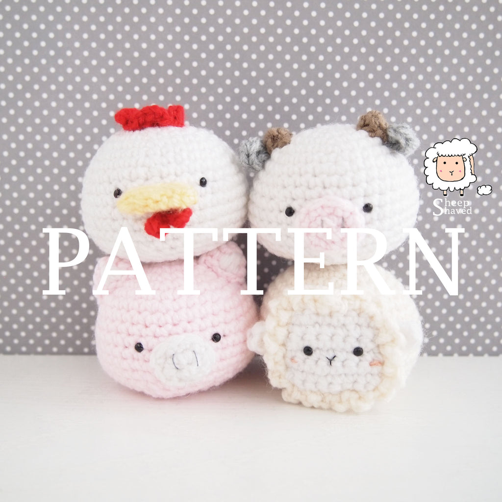 Animal Friends: Farm Edition PDF PATTERN (Chicken, Cow, Pig, and Sheep)