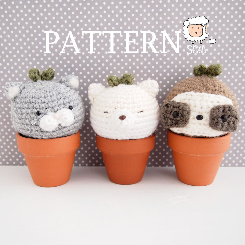 Animal Plants: "Lazy" Edition PATTERN (Cat,Shiba, and Sloth)