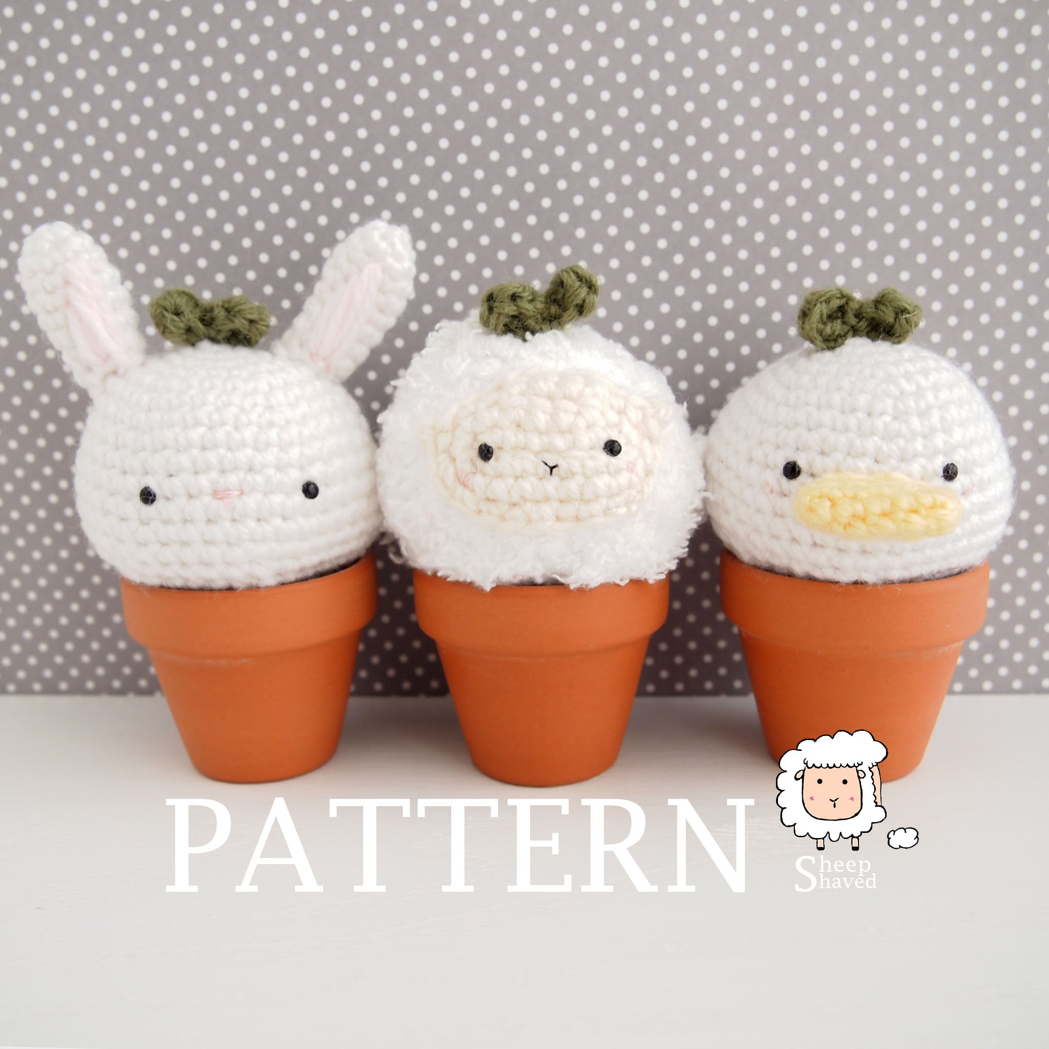 Animal Plants: "Spring" Edition PATTERN (Bunny, Duck, and Sheep)