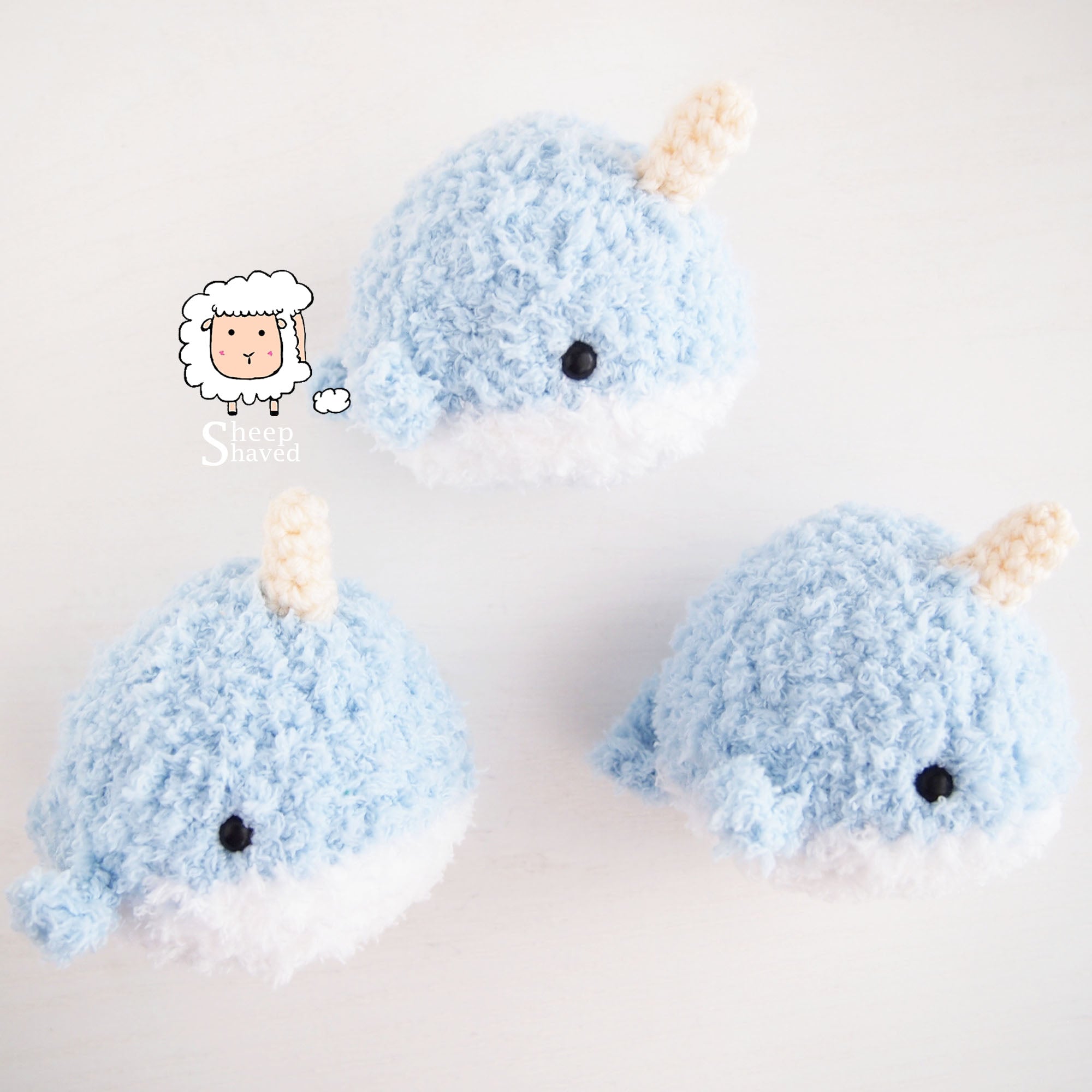 Fluffy Narwhal Amigurumi Plush